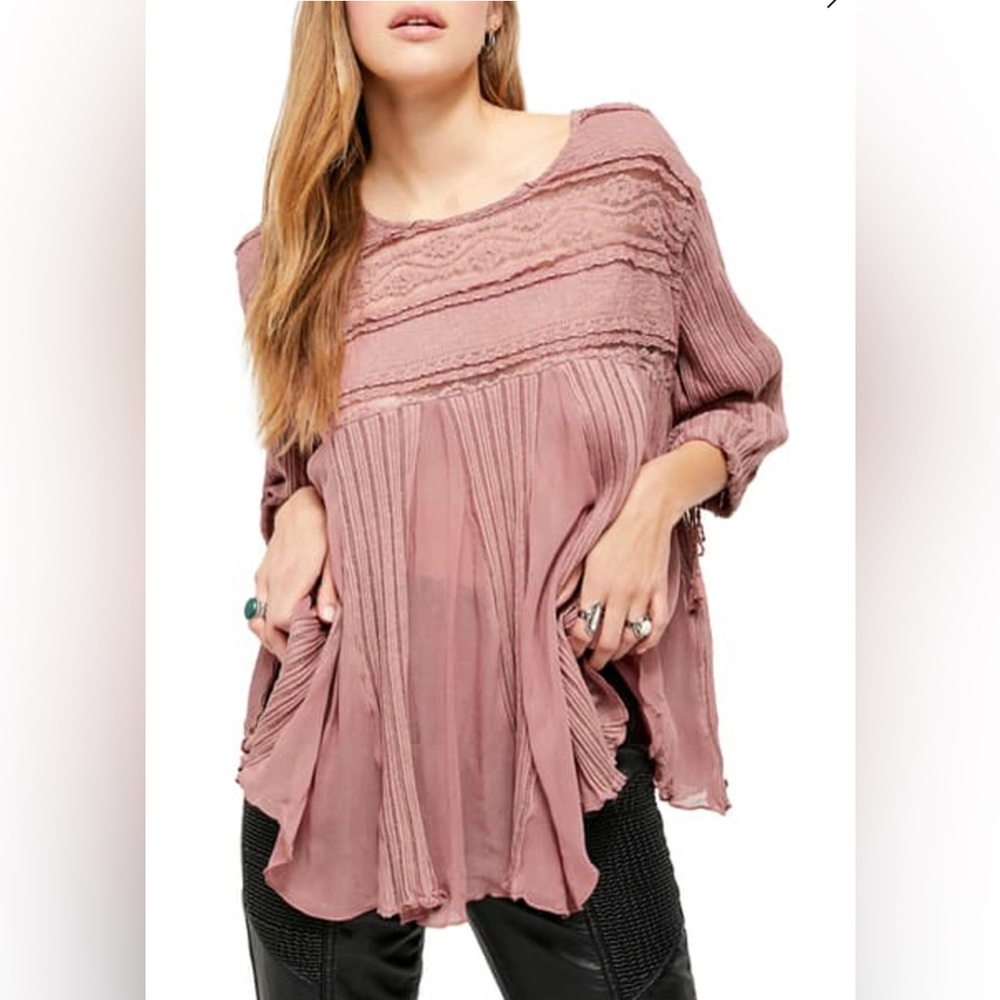 Free people lightweight gauzy sheer top.